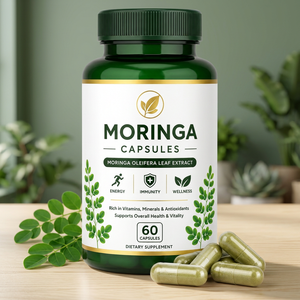 Capsules de Moringa Oleifera Biologique 60 Unités Extrait Pur de Feuilles Complément Alimentaire à Base de Plantes Nutrition Végétale Bien-être Quotidien - Product Image 1