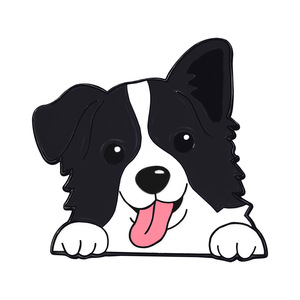 Broche de aleación de zinc personalizado al por mayor con técnica de esmalte goteado, diseño de cachorro adorable mirando furtivamente, insignia de perro Corgi <span class=keywords><strong>Border</strong></span> <span class=keywords><strong>Collie</strong></span>, regalo de pin de animal - Product Image 4