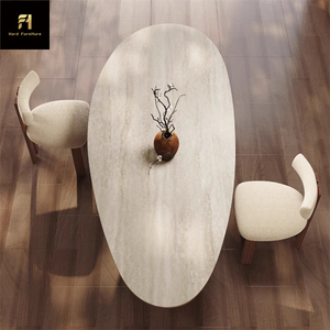Tavolo da Pranzo Ovale in Legno di <span class=keywords><strong>Noce</strong></span> Stile Nordico Retrò Moderno per Mobili da Casa e Cucina Uso Ristorante - Product Image 4