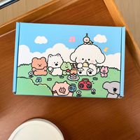 Boîtes d'emballage cadeau portables en carton écologique, motif animalier de dessin animé mignon pour anniversaire, chiot et ours kawaii, petit format avion