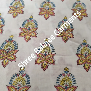 Tela de algodón puro 100%, hermosa Tela con estampado de bloque de mano Floral indio para mujeres y niños, camisas de vestir, bolsos, cubiertas, accesorios - Product Image 1