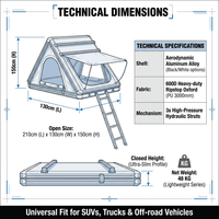 Tente de toit triangulaire ultra-fine et légère en alliage d'aluminium pour voiture, camping en plein air