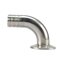 Adaptateur coudé 90° en acier inoxydable 304 316L pour hygiène, raccord rapide en caoutchouc, embout cannelé à trois colliers