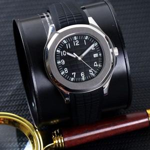Montre mécanique personnalisée avec logo NH35, 40 mm, noire et argentée, pour hommes, mouvement automatique de luxe NH35, cadran étanche, cristal saphir - Product Image 1