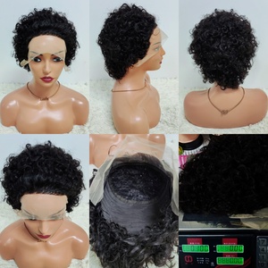 Letsfly Cheap $8 Brazilian Curly 13x1 Lace Frontal Human Hair <b>Wigs</b> Pixie Cut Short <b>Bob</b> <b>Wig</b> for Women - Product Image 4