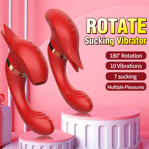 Dubbele vibrator voor vrouwen, 180° rotatie, clitoris, vagina, anaal, zuigende vibrator. - Product Image 3