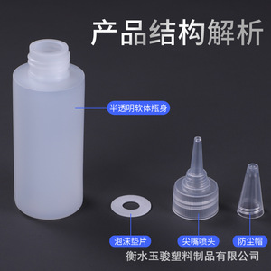Bouteille en plastique translucide à presser de marques indépendantes, hauteur 75-280 mm, calibre 18-28, pour distribution d'encre et de colle - Product Image 5