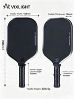 Raquette de pickleball en fibre de carbone T700 pressée à chaud, monobloc, avec noyau en mousse de 5e génération pour l'entraînement et la compétition