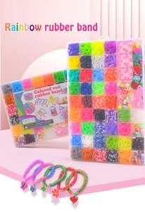 40 रंग रबर लूम बैंड स्टार्टर किट प्लास्टिक डिय ब्रेसलेट बच्चों के लिए शिल्प किट उपहार - Product Image 5