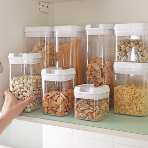 Transparent <b>Square</b> Sealed Snap <b>Jar</b> Crisper Plastic Candy Kitchen Storage Bottle for Organizing & Storing Ingredients - Product Image 5