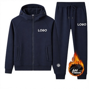 Ensemble deux pièces coupe-vent et pantalon en nylon polaire tissé, personnalisable avec logo, pour l'hiver, décontracté, uni, doux, épais, anti-transpiration - Product Image 3