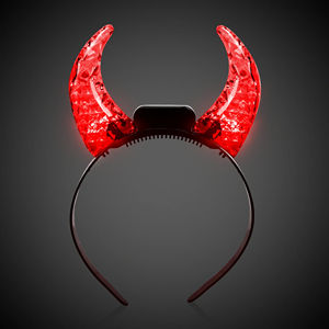Bandeau de tête en cristal rouge LED d'origine Nicro, cornes de <span class=keywords><strong>diable</strong></span>, costume lumineux d'Halloween, bandeau de cheveux lumineux, fournitures de fête néon - Product Image 1