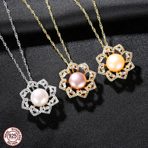 Collar con Colgante de Flor de Perla de Agua Dulce de Plata de Ley S925 para Mujer, Chapado en Oro, Joyería Elegante, Fabricante, Venta al por Mayor - Product Image 2