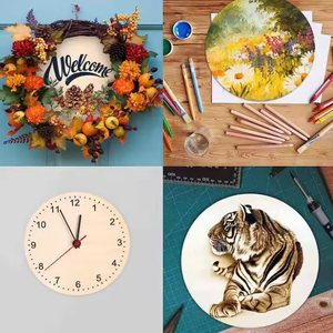 Inachevé 14 pouces grandes tranches de <span class=keywords><strong>bois</strong></span> vierges cercles de <span class=keywords><strong>bois</strong></span> ronds disque de coupe pour l'artisanat projets de bricolage - Product Image 6