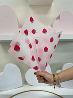 Papier d'emballage floral transparent, imperméable, motif fraise, nouveau design floral, personnalisé, pour fleurs