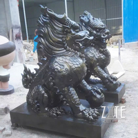Sculpture de dragon en résine polie peinte à la main, taille réelle, statue de Kylin chinois, imperméable, pour extérieur