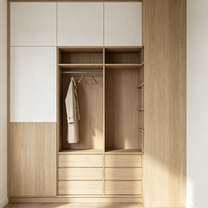 Armario Empotrado Moderno, Sistema de Armario de Madera Personalizado, Gabinete de Almacenamiento con Paneles Planos para Dormitorio, Villa o Apartamento - Product Image 1