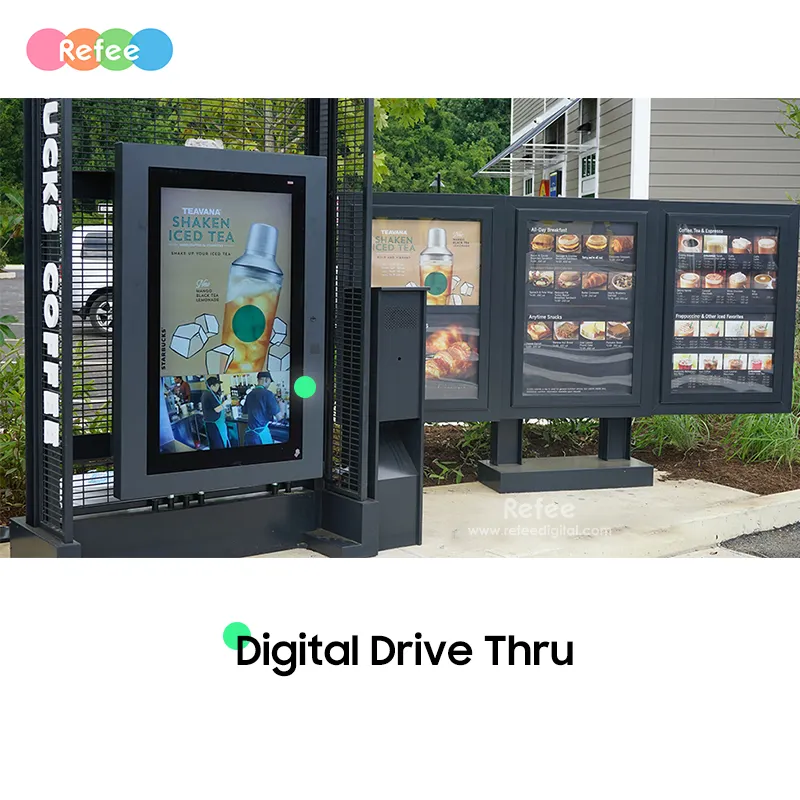 Drive Thru Restaurants Menu Board Digital Signage Outdoor Standing Waterproof Kiosk Touch Order Screen Lcd Display Advertising