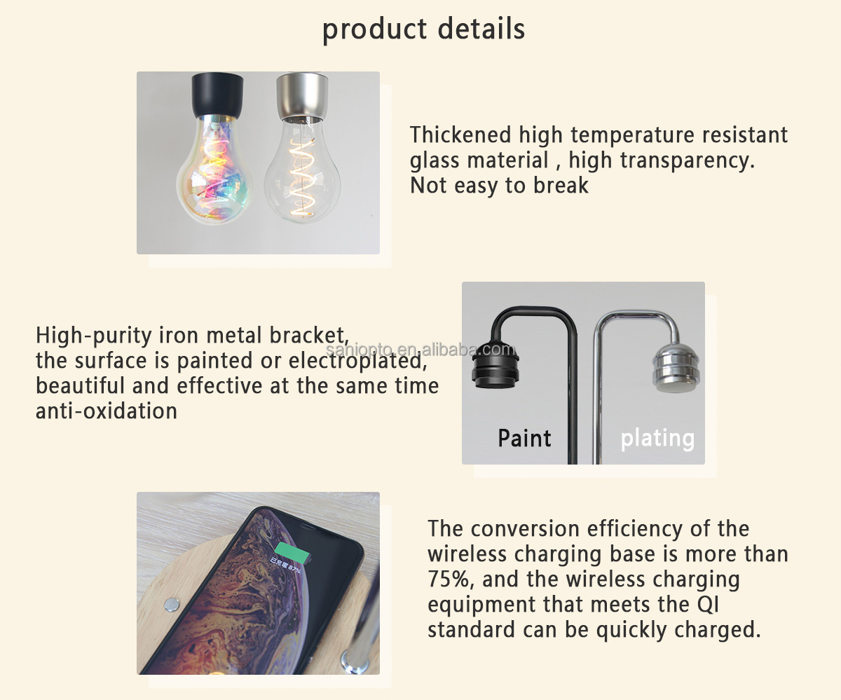 Lampada A Levitazione Magnetica LED - Luce Notturna Con Caricatore Wireless Per Telefono - Foto 9