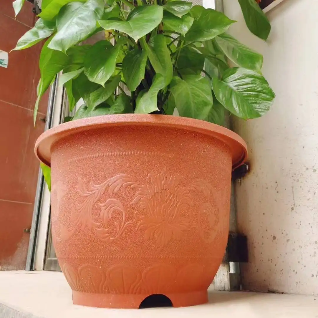 Vaso di plastica corto ornamentale da giardino interno/esterno di alta qualità