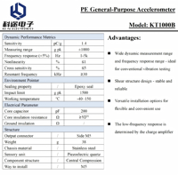 Accéléromètre à sortie de charge PE, capteur d'accélération piézoélectrique monoaxe, transducteur de vibration ±1000g 1.4pC/g