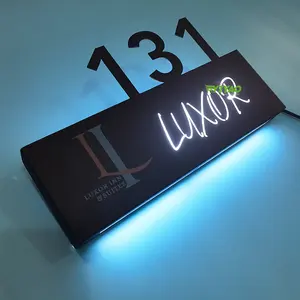 YIYAO personalizado Led apartamento Hotel puerta número placas caja de luz letrero iluminado