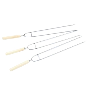Bán Sỉ Xiên Nướng BBQ Hai Đầu Xiên Xiên Nướng Bằng Thép Không Gỉ Xiên Nướng Thịt Có Tay Cầm Bằng Gỗ - Product Image 5