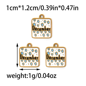 Charmes de calendrier des pierres de naissance des 12 mois |   Pendentifs en acier inoxydable émaillé or PVD 18 carats pour la fabrication de bijoux, bracelets et colliers DIY - Product Image 5