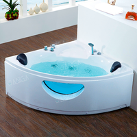 Jacuzzyi Fonction Noir Acrylique Salle de Bain Baignoire Coin Jakuzzy Intérieur Maison Spa pour 2 Personnes Air Jet Kit Baignoire