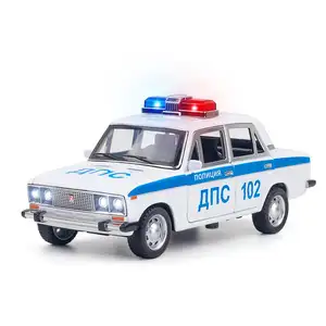 car toy ratio metal rear pull sound and light alloy Lada police car1: 24 male and female universal die-casting model car