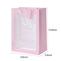 Sac cadeau en papier artisanal réutilisable personnalisé avec fenêtre transparente et poignée en corde pour l'emballage de cosmétiques, de bouquets de fleurs de mariage