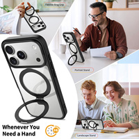 Coque de téléphone magnétique transparente en gros avec protection à 360° °   Coque transparente antichoc anti-jaunissement avec support anneau pour iPhone 17 16 15 14 Pro Max