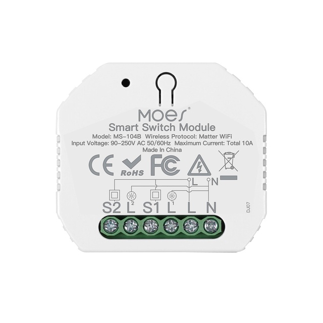 MOES Tuya Matter WiFi Switch Module 2 Gang Smart Automation Relay Timer App Remote Control Work With Alexa Google Home Apple