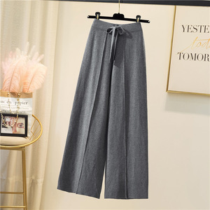 Classical Ladies Autumn New Arrival High Waist Loose Leg Solid Soft <strong>Wool</strong> <strong>Pants</strong> - Product Image 3