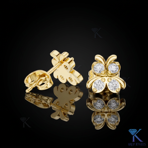 Lab Grown Diamond Butterfly <b>Stud</b> Earrings 4 Stone Cluster 14K 18K Solid Gold Fine Women Jewelry Romantic Bridal Anniversary Gift - Product Image 1