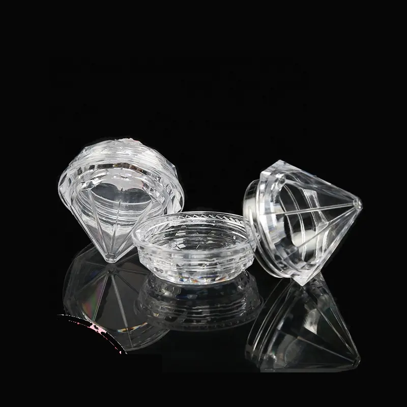 Campione gratuito 5g vaso di crema PS trasparente a forma di triangolo trasparente con tappo in plastica