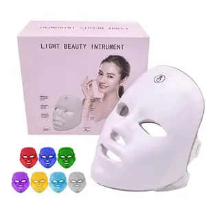 Masker terapi lampu LED 7 warna, masker terapi wajah LED untuk perbaikan kulit dan bersinar, masker Perawatan Wajah portabel kulit