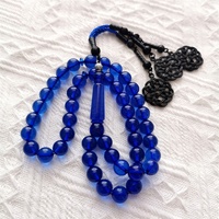 Nouveau style de tasbih personnalisé en ambre bleu clair et foncé, perles de prière islamiques musulmanes, chapelet, misbaha, tesbih, sibha