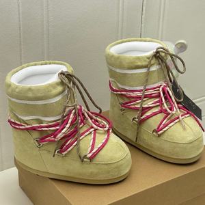 Bottes de neige unisexe à semelle épaisse thermiques automne-hiver 2026, nouvelle collection, en cuir véritable avec fourrure cousue, confortables, tendance et antidérapantes - Product Image 1