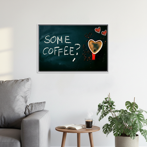 Modern Printed <b>Canvas</b> Artwork: Coffee Art Wall Decor for Him,WHITE <b>FRAMED</b> <b>CANVAS</b> - Product Image 3