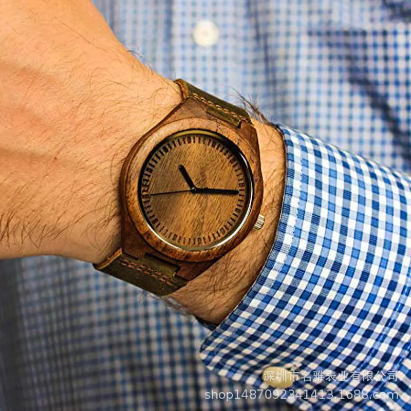 Personalized Custom Logo Eco-friendly Wooden Walnut Quartz Wrist Watches For Men And Women