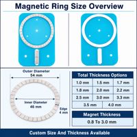 Perakitan Cincin Magnetik Komponen Magnet Neodymium Kustom untuk Pengisian Daya Nirkabel, Penyangga Ponsel, Produksi Magnet N52 MagSafe