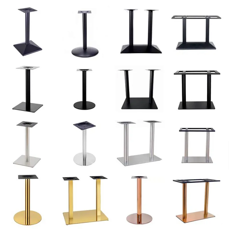 WEKIS Pedestal Negro Hierro Forjado Aluminio Fundido Tulipán Mesa de Comedor Base de Metal Patas de Oro Redondo Ovalado Base de Mesa de Acero Inoxidable