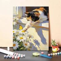 Kit de peinture par numéros pour chat, à faire soi-même, pour la décoration murale de la maison