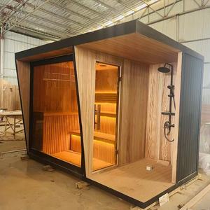 Sauna Esterna Moderna in Cedro Rosso con Doccia, Ecologica, Facile Installazione, Stufa Elettrica Harvia, per Appartamenti, Direttamente dalla Fabbrica - Product Image 6