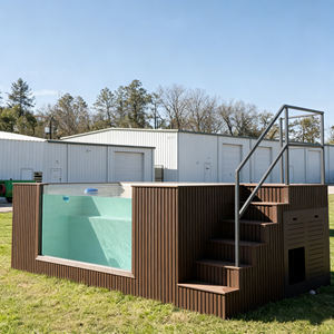 Piscina de Cascada Acrílica OEM ODM para Exteriores, Jardín, Villa, Patio Trasero, Spa Familiar con Marco de Madera - Product Image 3