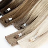 Extensions de cheveux humains russes européens de qualité supérieure, coupables, ultra-fines, invisibles, à trame plate, double tirage, pour salon, teintes