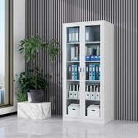 Archivador de Acero Moderno con Puerta de Vidrio Templado, Asas Ergonómicas y Cerraduras Seguras con Llave para Gestión de Documentos