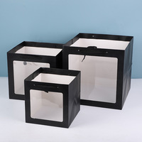 Sac cadeau carré en carton blanc avec poignée en corde, finition brillante et fenêtre transparente pour emballage de bougies, artisanat, fêtes, Fête des Enseignants