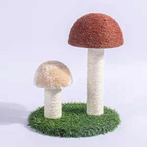 Fashion Funny Play House Mushroom Sisal Tower Pink Natural Luxury Climb Frame Solid Wooden Modern Cat Tree